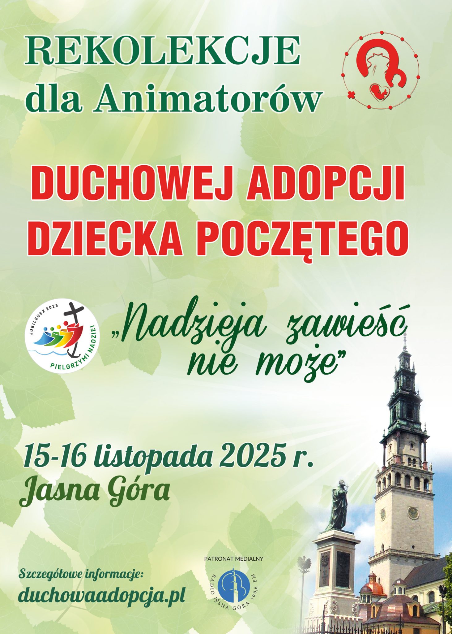 Zaproszenie na rekolekcje dla animatorów Duchowej Adopcji Dziecka Poczętego
